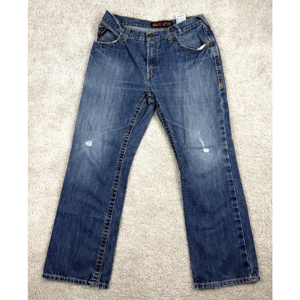 Ariat Work FR M4 Boot Cut Jeans Mens 34x30 Low Rise Distressed Flame Resistant